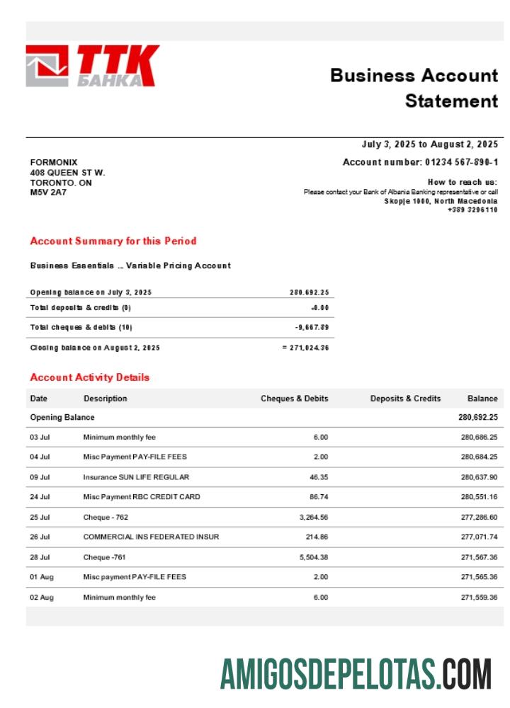 Em branco Extrato de conta comercial TTK modelo Word e PDF (1)